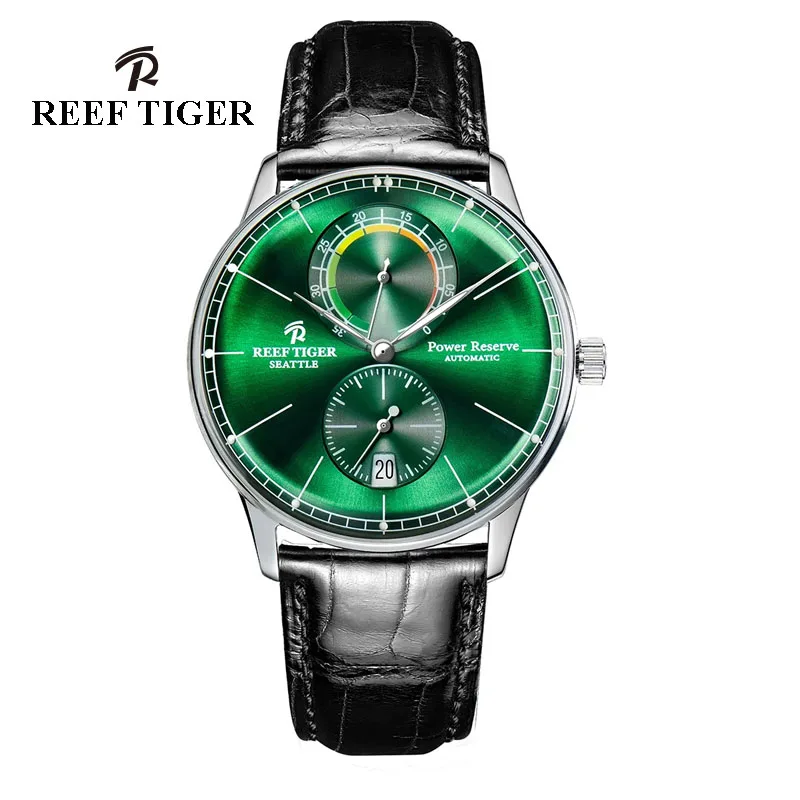 Reef Tiger/RT 10MM ultra-thin Men Watch Sapphire Glass Waterproof 50M Automatic Mechanical Watches Watch Luminous Date Clock