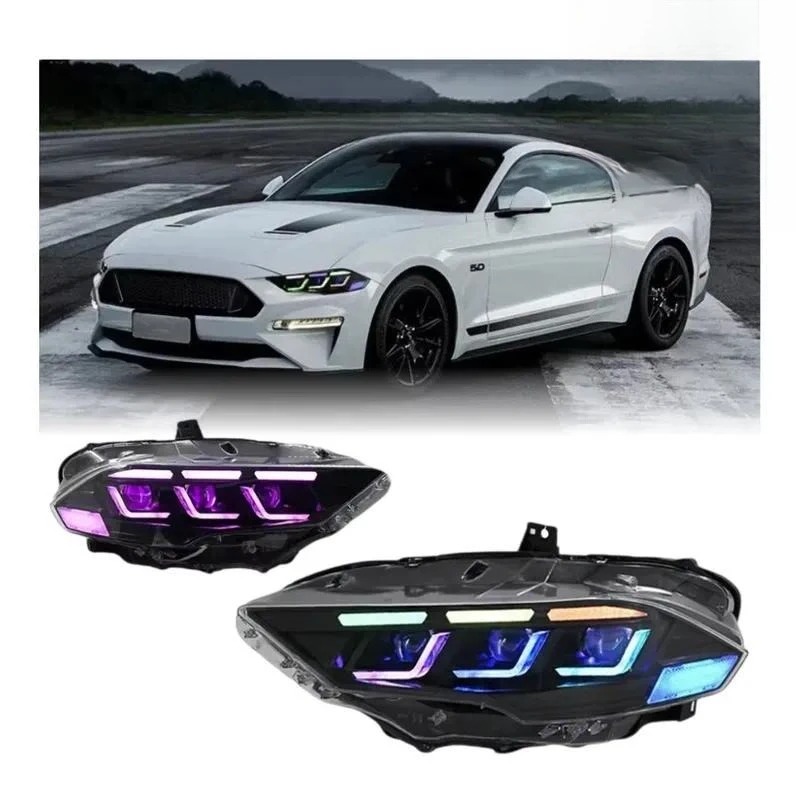 Mustang RGB Headlights 2018-2022 Upgrade LED HeadLamps Modified Dynamic Turn Signal Lamp Brake for DRL Assembly