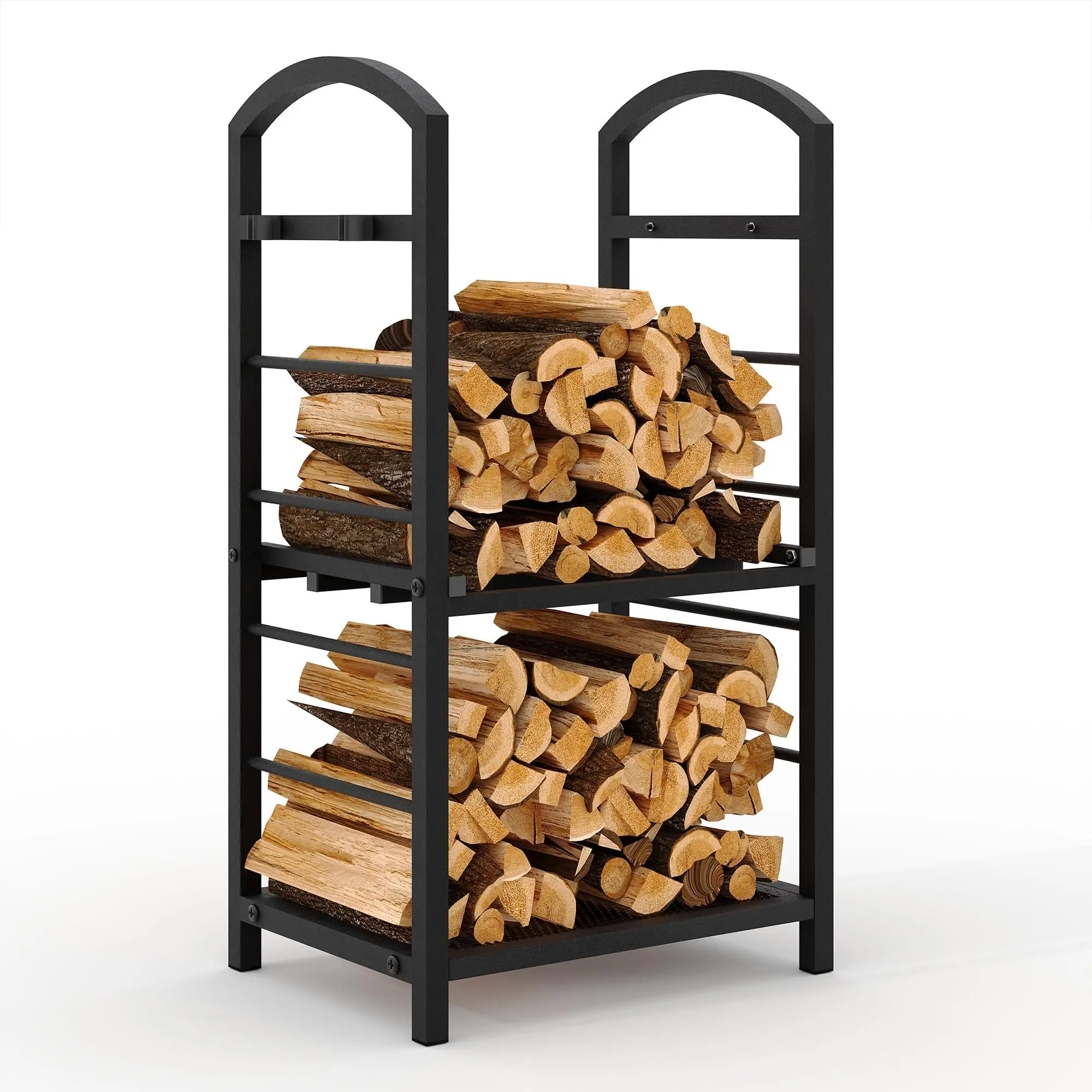 30 Inch Firewood Rack Outdoor Indoor, High Outdoor Wood Racks for Firewood, Fire Wood Storage with Kindling Hooks