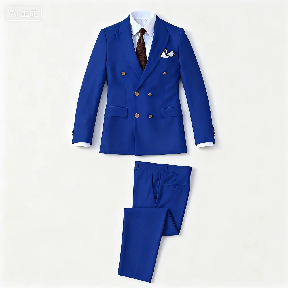 

2PCS Men's Tuxedo Formal Business Suit with Double Breasted Peaked Lapel Blazer And Pants Set for Wedding Groom Formal Party