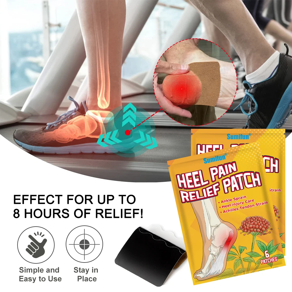 6Pcs Sumifun Heel Pain Relief Patch Treat Achilles Tendinitis Plantar Spur Painkiller Sticker Foot Care Medical Plaster