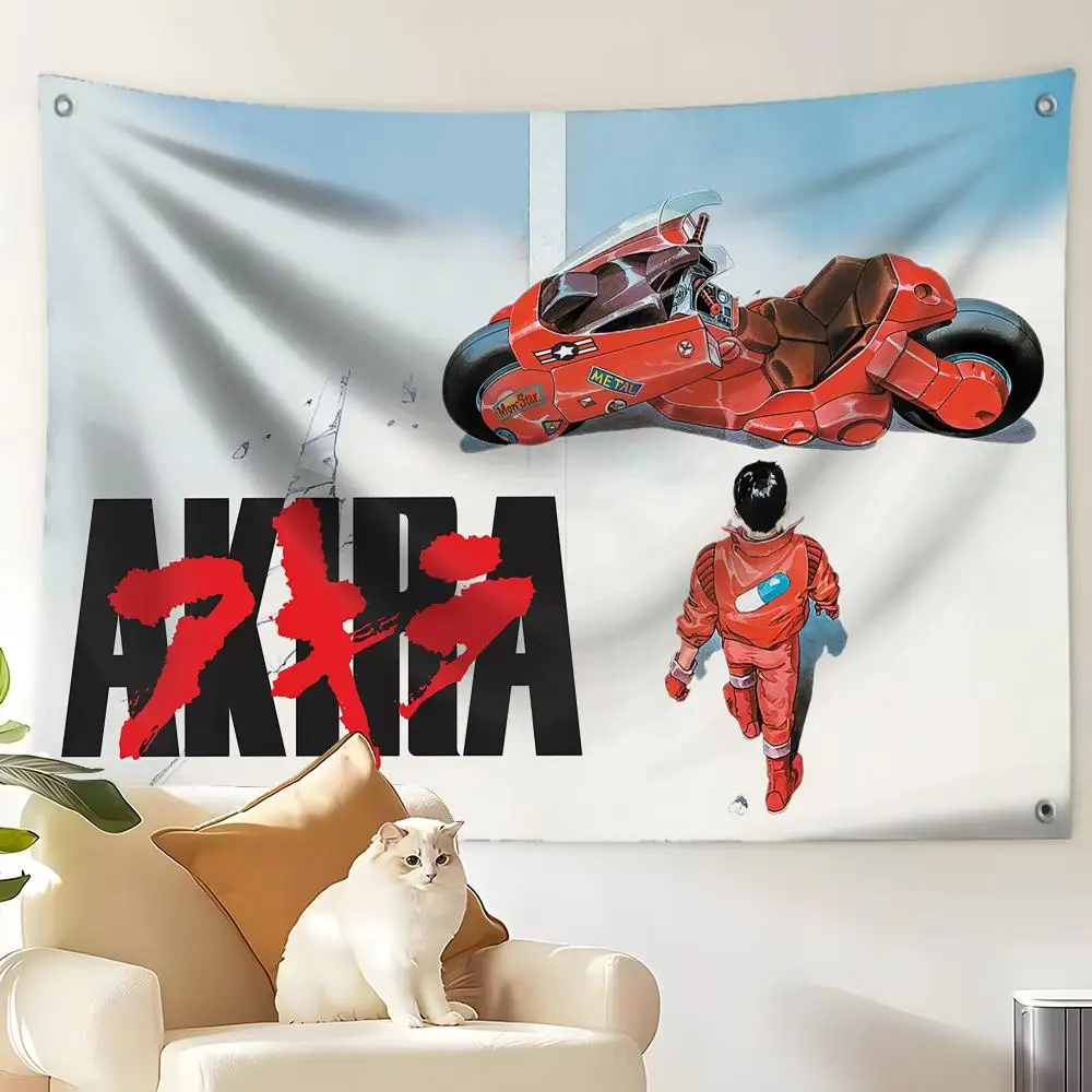 A-Akira Motorcycle Anime Flags Custom Wall Hanging Background Art Banner For Bedroom Home Living Room Outdoor Decor