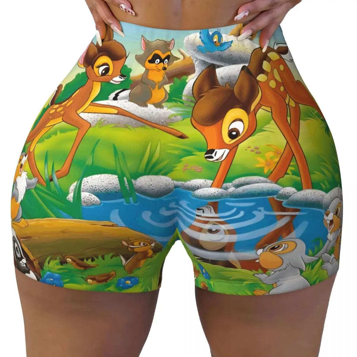 

Изготовленные на заказ шорты для бега и волейбола Bambi Bunny Manga для женщин, классические Шорты для йоги в спортзале