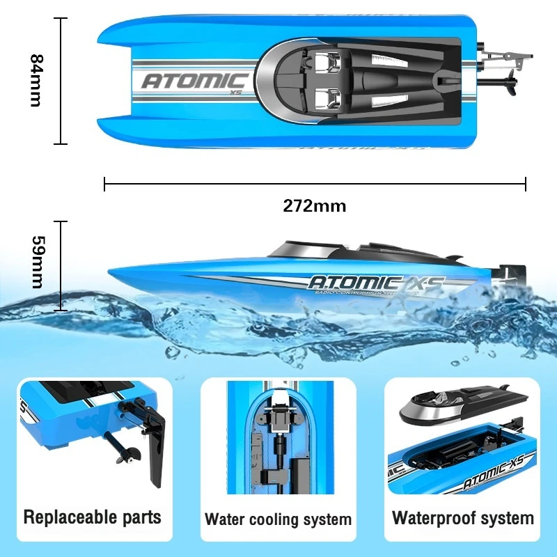 High-Speed RC Boat 2.4G Wireless Control 30km/H Remote Control Toy Model Fast Racing Gift for Children And Boys
