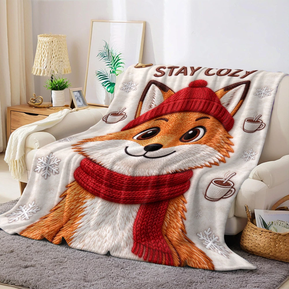 Stitch Khaki Bear Lightweight Flannel Blanket Breathable Cozy Throw Blanket for Spring Summer Sofa Bed Air Conditioning