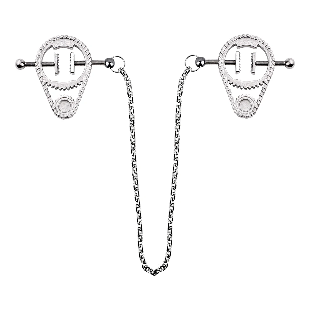 LEZEE-abrazadera para pezones con forma de engranaje mecanizado, equipo de Bondage, abrazaderas para pezones de trébol duro, Clips metálicos para pechos, estimulación del cuerpo, Juguetes sexuales BDSM