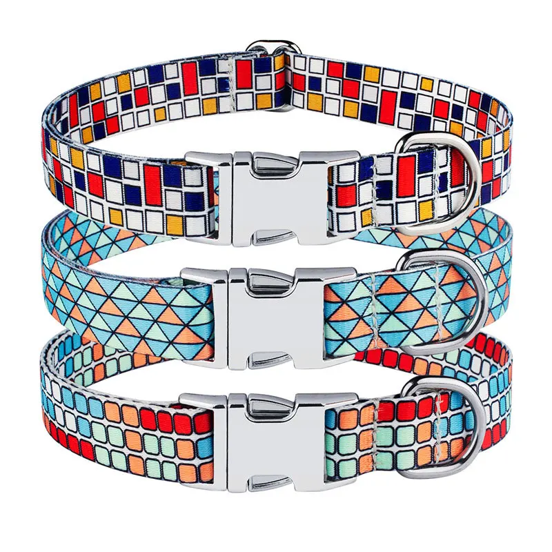 Plaid Style Pet Collar with Quick-Release Metal Buckle and D-Ring for Cats and Dogs, Durable and Adjustable, Plaid Style