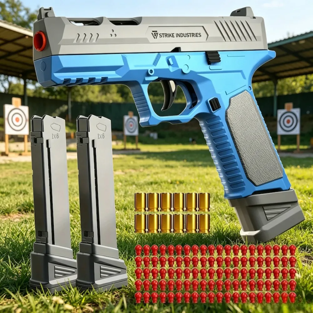 

Family Party G17 Soft Bullet Gun Toy Shell Throwing Continuous Firing Blowback Outdoor Sports Shooting Games Christmas Gift