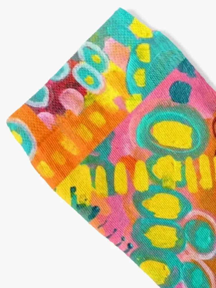 Colorful Fiesta Hand Painted Pattern Design Socks Run bright garter custom sports hip hop Women Socks Men's