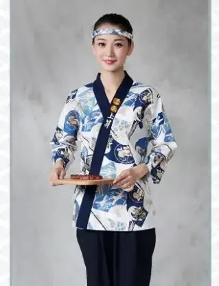 Japanse chef-kok uniform keuken jas kimono werkkleding sushi tops restaurant print lente vintage