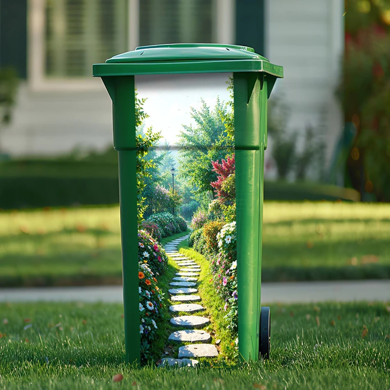 بارك عرض الجدران الفن زهرة الحضانة الطريق الصغيرة البلاستيكية سلة المهملات ملصقات قابلة للإزالة لغرفة المعيشة في الهواء الطلق المطبخ ديكور المنزل