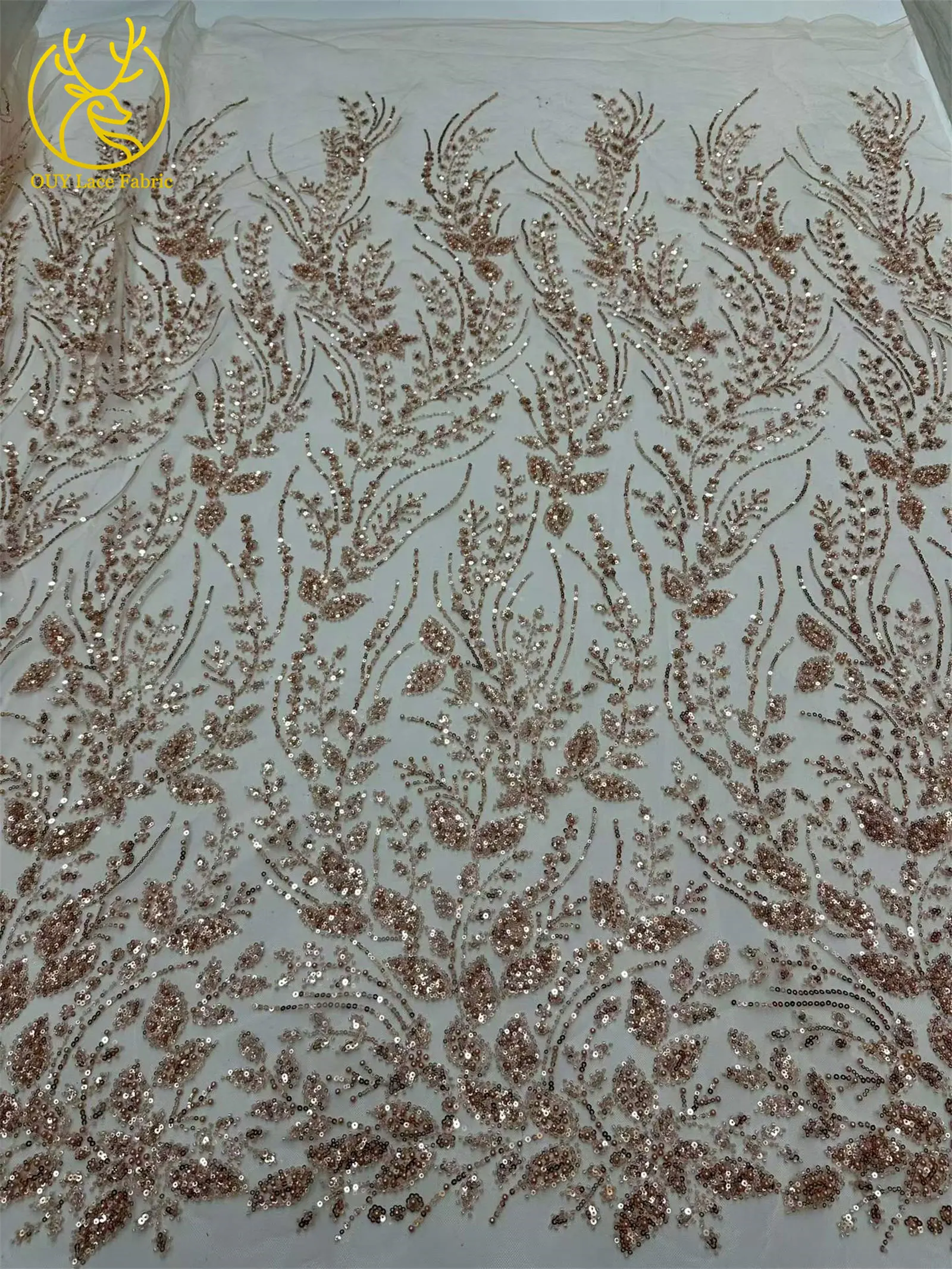 5 Yards grüner afrikanischer Spitzenstoff, hochwertige französische Pailletten, Perlenstickerei, Tüllspitze für nigerianische Frauen, Abendkleid – Detail 22