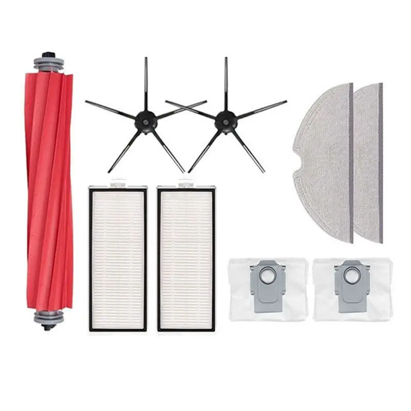 BHBL لـ Max، Max+، T8، كيس الغبار، فرشاة جانبية رئيسية، ممسحة قماش، قطع غيار المكنسة الكهربائية الروبوتية، أسود