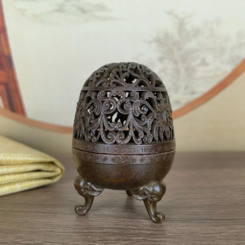 

Vintage Hollow Lid Incense Burner Lotus Incense Burner Three-Legged Elephant Head Incense Burner Home Incense Burner Ornament