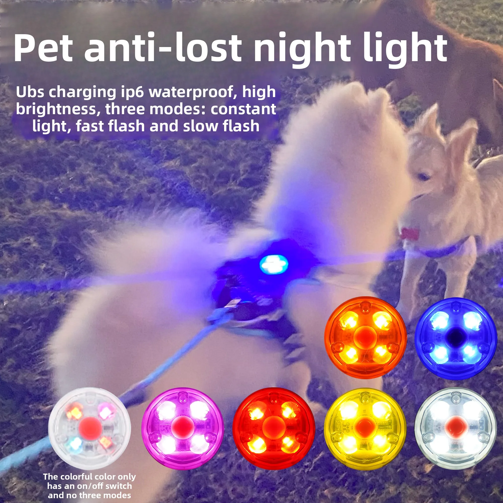 ZHAYA Rechargeable Waterproof LED Dog Safety Light Collar Anti Lost Glow Night Walk Flash Lamp for Pet Outdoor Dark