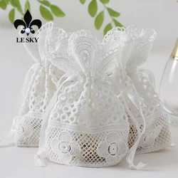 Nuovo 1PC 10x14cm Sacchetto regalo gioielli Borsa in pizzo con occhielli bianchi Bunch Pocket Sacchetto di caramelle di nozze Tasca regalo per gioielli Sacchetto regalo muso