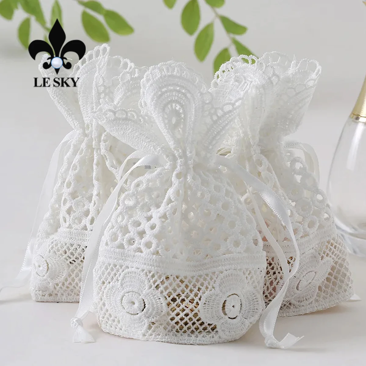 New 1PC 10x14cm Jewelry Gift Bag White Eyelet Lace Bag Bunch Pocket Wedding Candy Bag Gift Pocket for Jewelry Muzzle Gift Bag