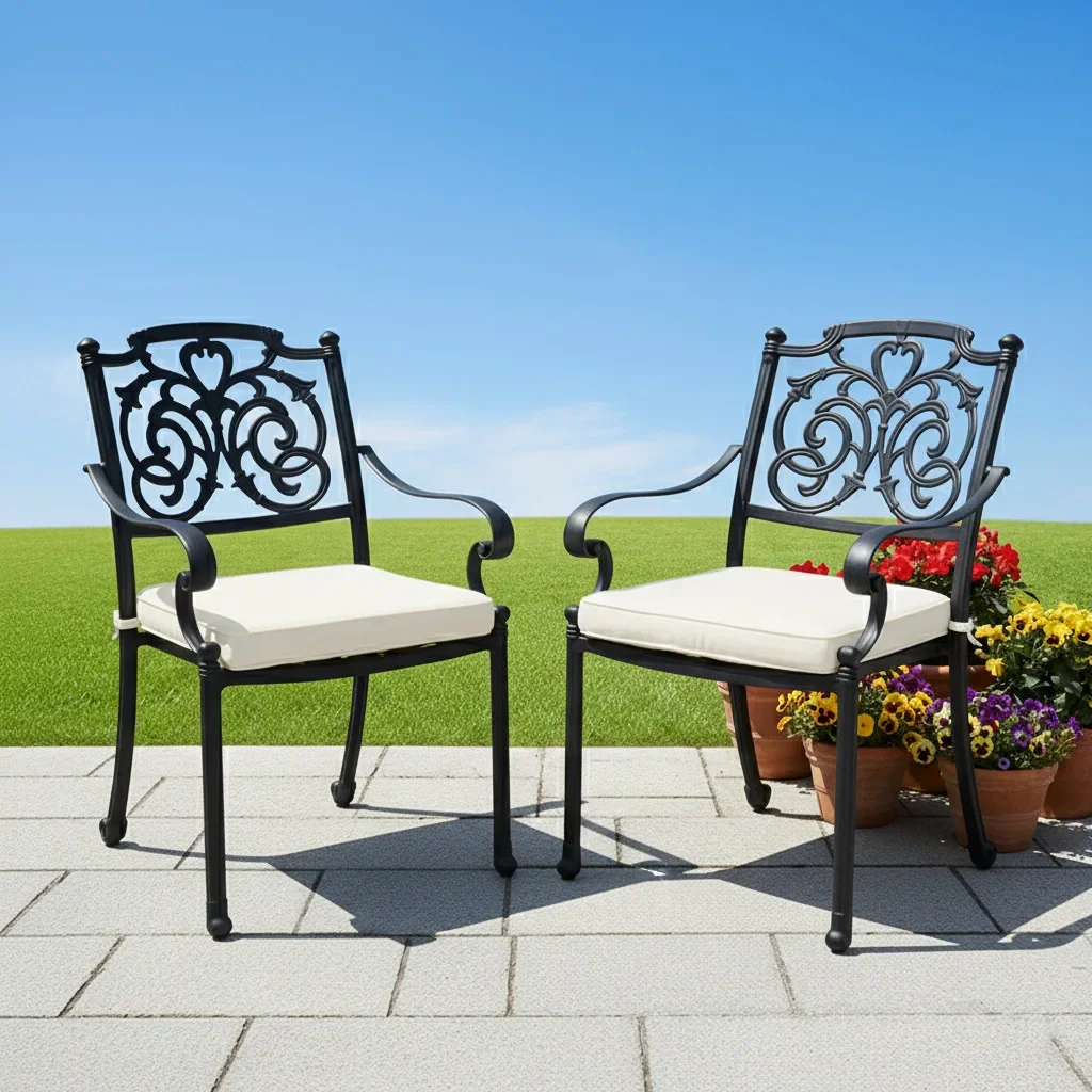 Cross-border aluminum alloy outdoor leisure dining chair garden courtyard villa terrace hotel commercial stre