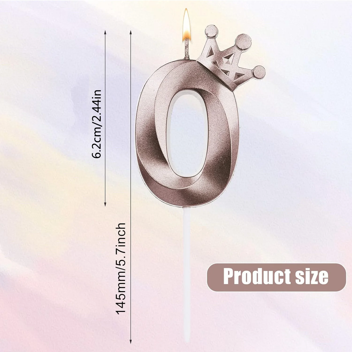 3D Number0 Candle for Birthday Cakes Numeral Birthday Candles with Elegant Crown Decor for Parties Wedding Anniversary Valentine
