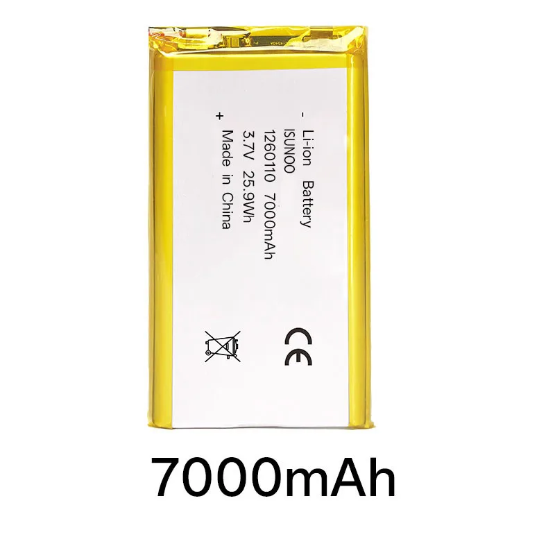ISUNOO Large capacity 7000-10000mAh mAh 1260110 polymer lithium battery rechargeable 3.7V soft pack battery cell