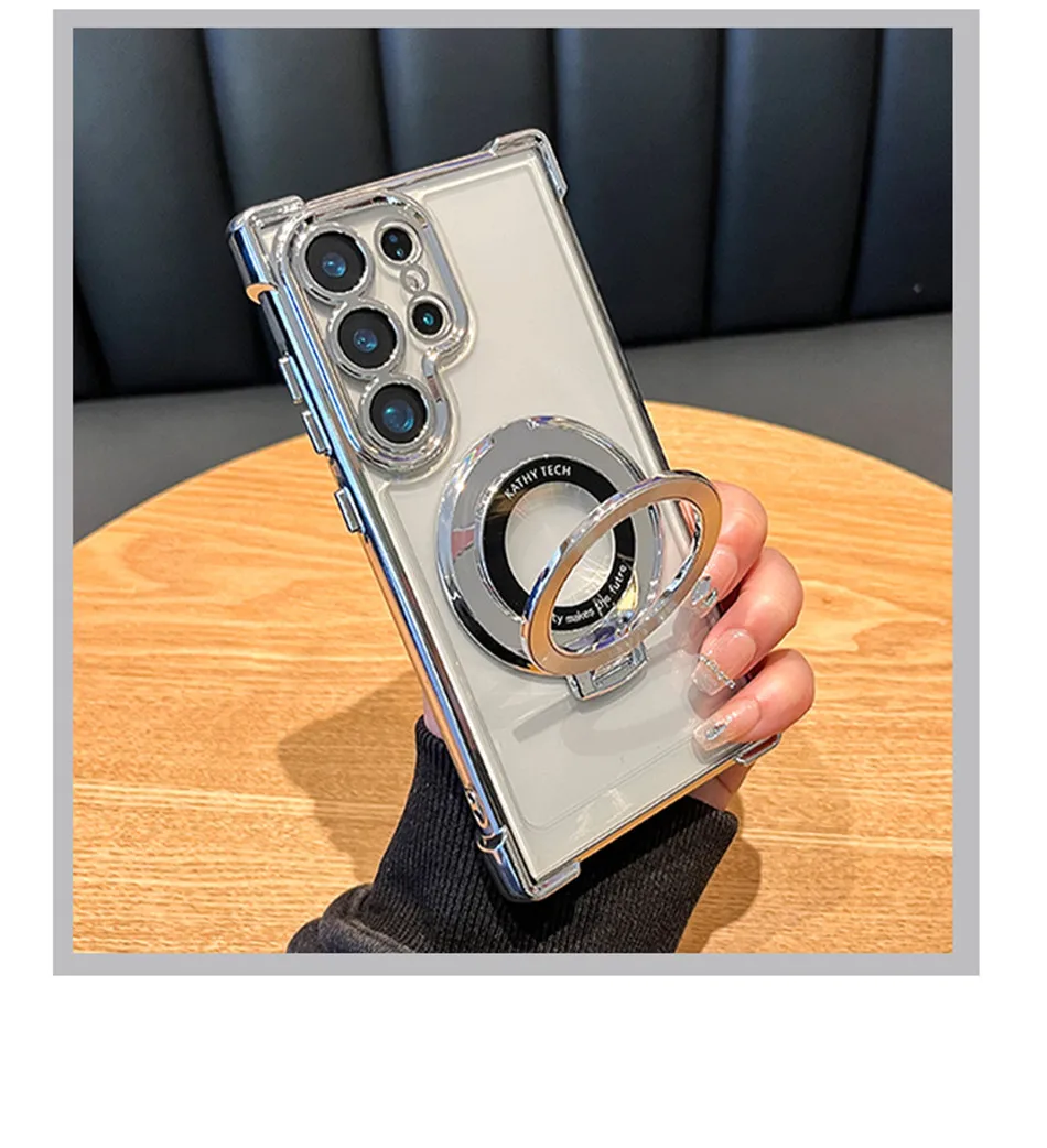 Luxuriöse Magnetische Galvanisierte Schutzhülle mit Ständer für Samsung Galaxy S25 S24 Ultra S23 S22 S20 Note 20 10 Plus mit Linsenschutz – Detail 12