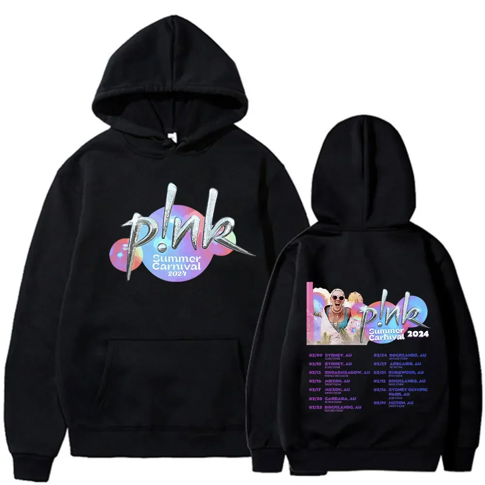 P!nk Pink Singer Summer Carnival 2024 Tour Hoodies Men Women Clothing Harajuku Pullovers Vintage Oversized Sweatshirts Fans Gift