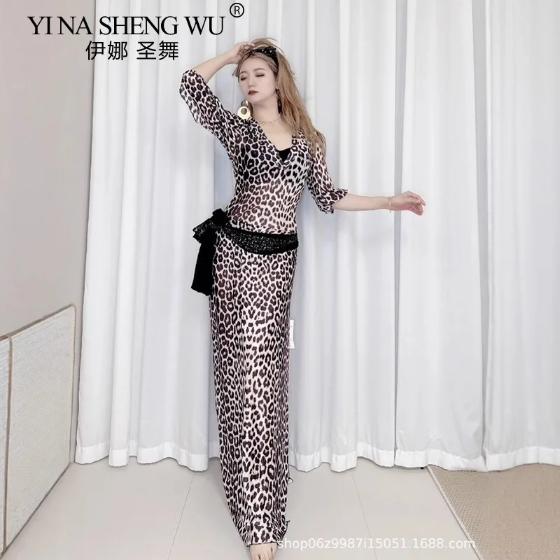 Costumi di danza del ventre Abito con stampa leopardata Abito da performance orientale per le donne Abbigliamento da allenamento per principianti dimagrante