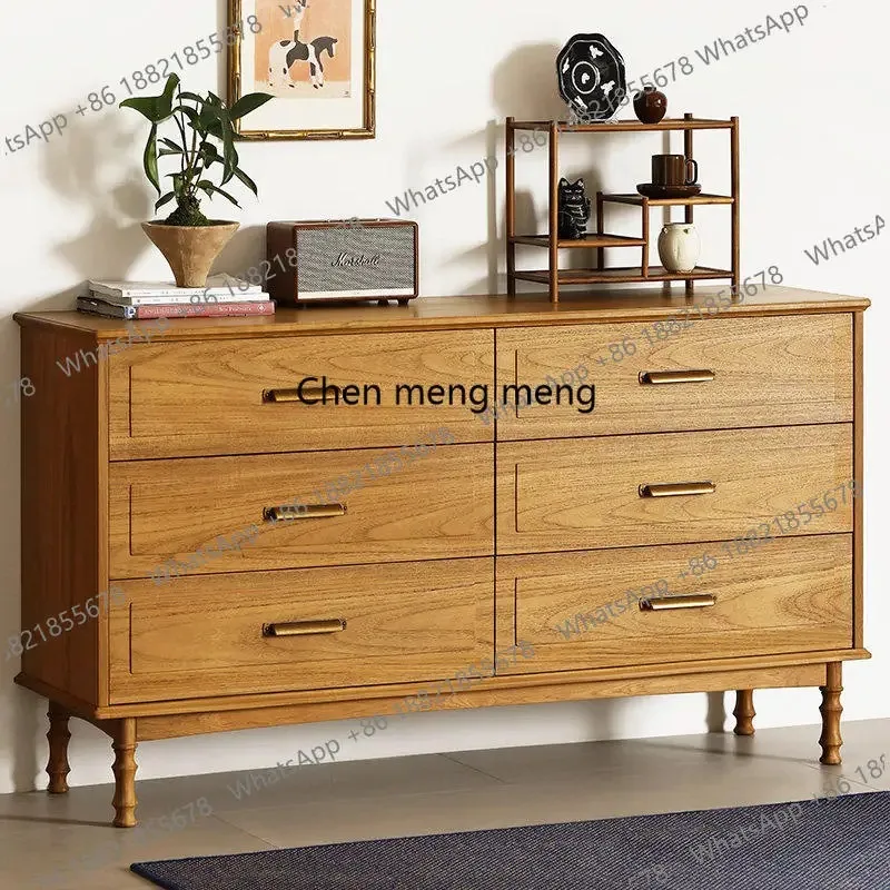 F150 Medieval Burmese teak six-chest cabinet, all solid wood, bedroom storage against the wall, living room locker