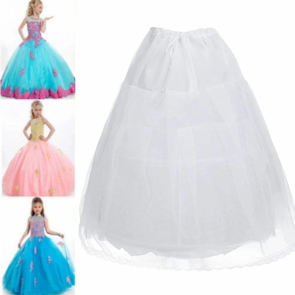 White Mesh Lolita Petticoats para crianças, Roupas Femininas, Underskirt, Catwalk, Flower Girl Dresses, 3 Hoop