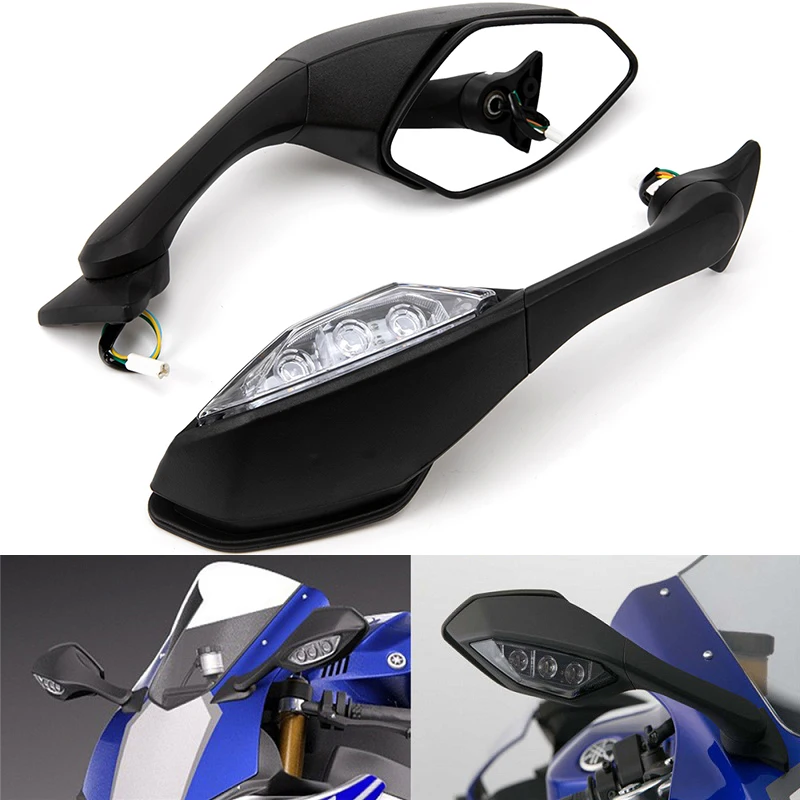 

YZF R1 R6 Motorcycle Rear View Mirrors With Turn Signals For YAMAHA R1 R6 YZF-R1 2015-2020 YZF-R6 2017 2018 2019 2020