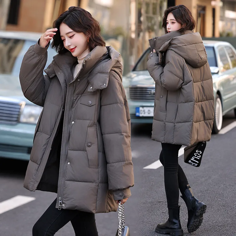2027 Autumn Winter New Female Warm Cotton Padded Coat Fashion Down Jacket Women Parkas Warm Hooded Outerwear Short Overcoat Tops