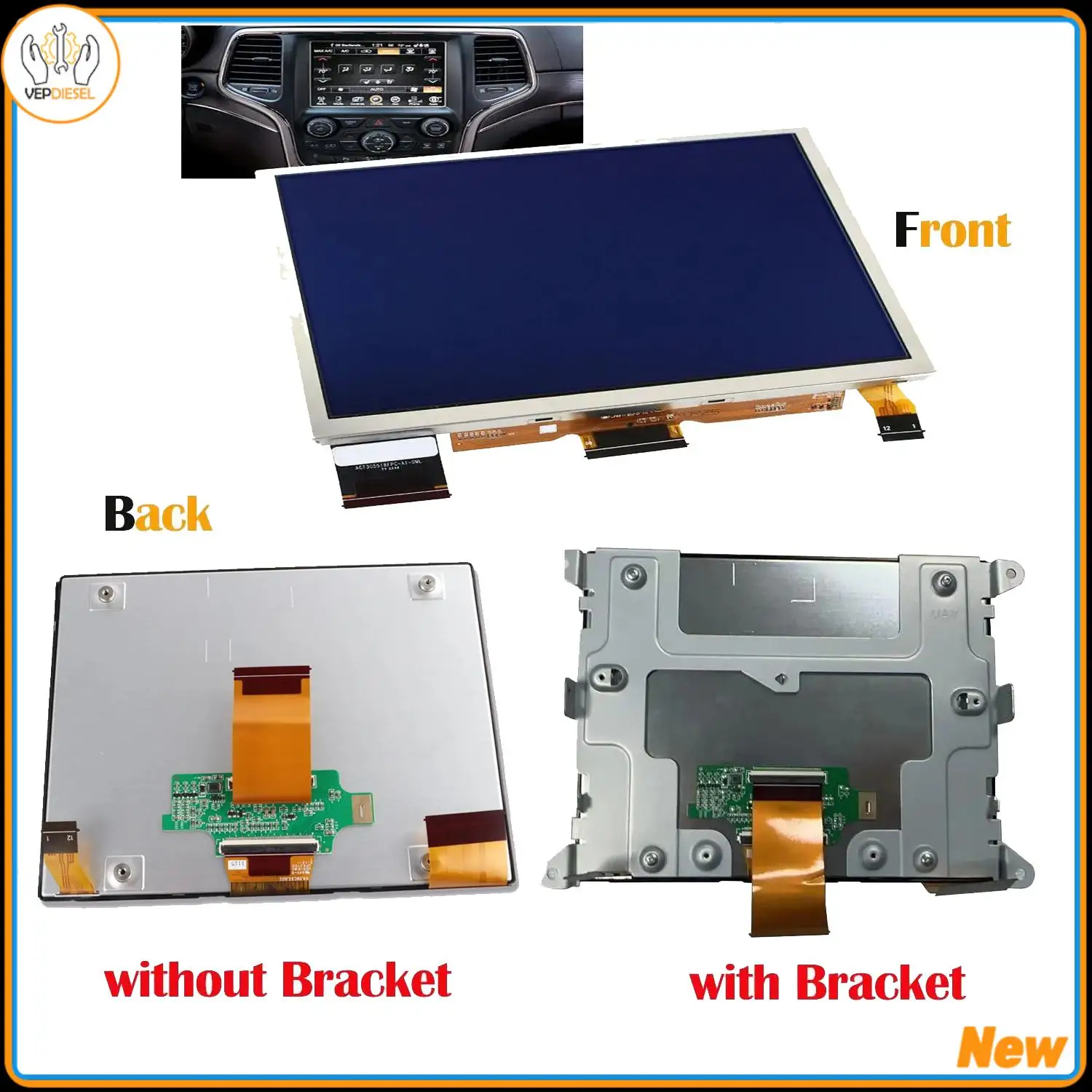 

8.4" LCD Display with Touch Screen Bracket For 18-22 Jeep Grand Cherokee TDO-XGA084 TDO-WXGA0700K00033-V2 TDO-WXGA0700K00057-V1