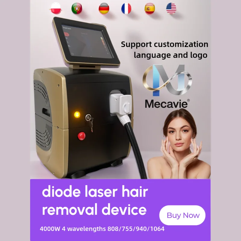 

Профессиональная лазерная эпиляция, машина для омоложения кожи, охлаждение, 4 длины волны, 755, 808, 104, 940 нм, безболезненная постоянная эпиляция