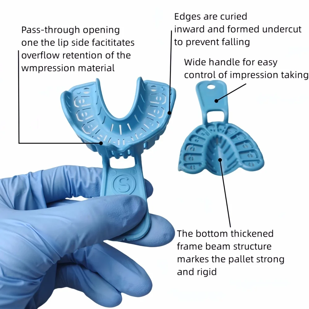 2PCS Dental Impression Trays - Upper/Lower Orthodontic and Implant Disposable Plastic Trays for Clinical Dental Applications