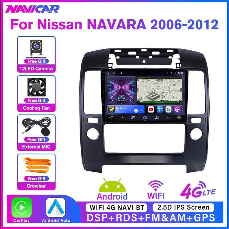 NAVICAR 2Din Android10.0 Car Radio For Nissan NAVARA 2006-2012 GPS Navigation Bluetooth Player Touch Screen Auto Radio CarVideo 