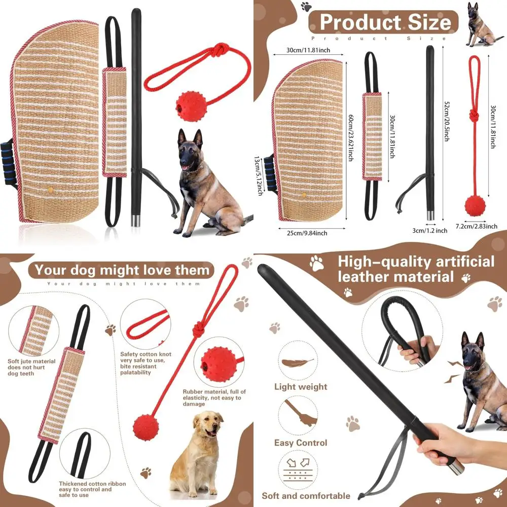 

Набор тренировочного оборудования для собак: 4 предмета с рукавом, игрушкой-буксиром, тренировочной палочкой и резиновым шариком для укусов и профессиональных тренировок