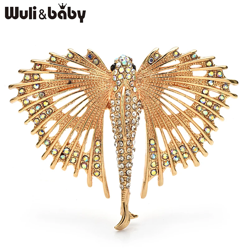 Wuli&baby Broches de aleación con forma de pez volador para mujer, unisex, encantadores broches de animales acuáticos con diamantes de imitación para fiestas, broches casuales, regalos