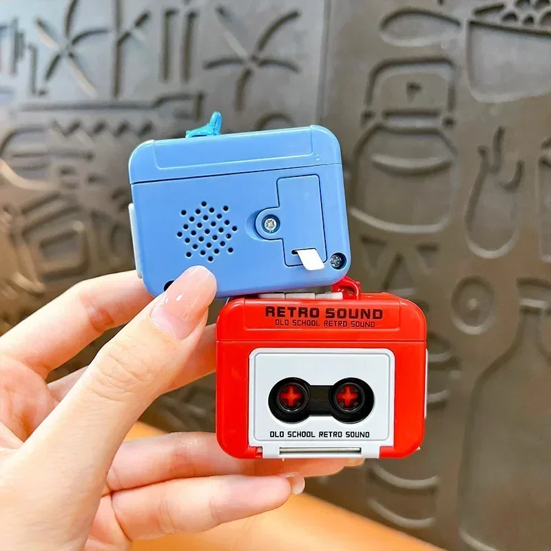 Cute Vintage Mini Retro Recorder Music Keychain Mini Tape Cassette Player Keyring for Couple Friends Christmas Gifts