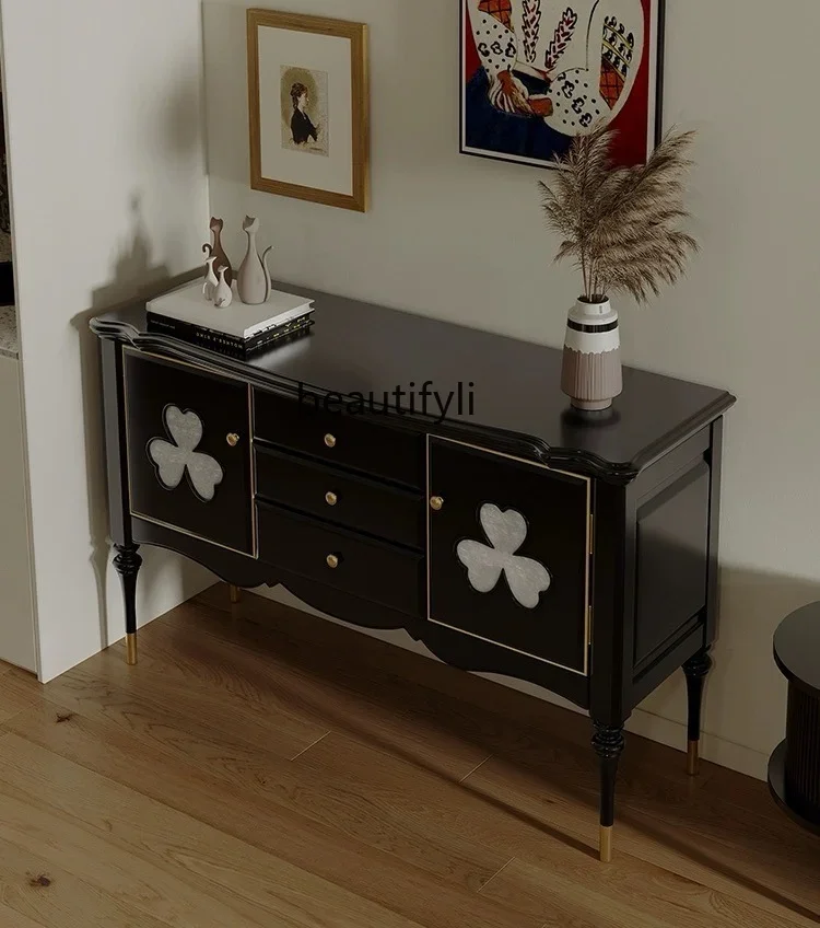 

K185 French Modern Cream Fengke Hall Side Cabinet Hallway Entrance Cabinet Side Bedroom Storage Bed Front Cabinet Black