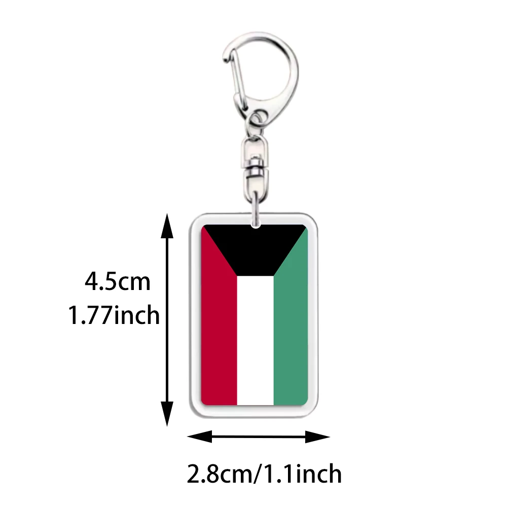 Fashion Kuwait National Flag Acrylic Key Ring Hip Hop Charm Jewelry Gift view 5