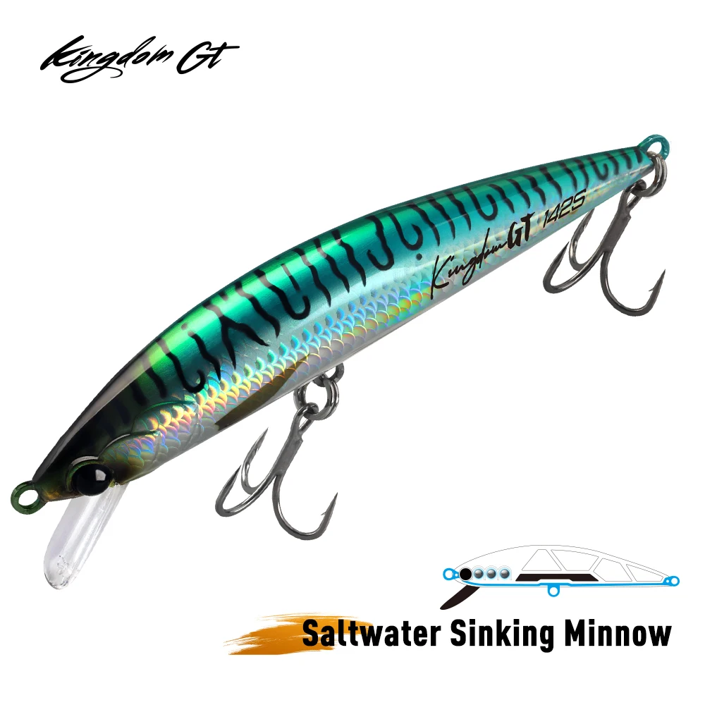 Kingdom leurre de pêche eau salée coulant vairon 48g 65g 97g lourd vairon pêche appât artificiel bâton eau salée bar leurre