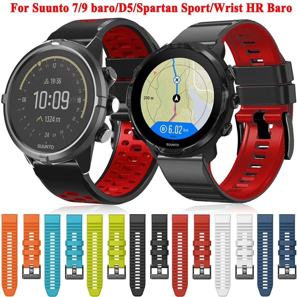 For Suunto 7/D5/9 Straps Wristbands 24mm Soft Silicone Watchband Suunto 9 Baro/Spartan Sport Wrist HR Smart Watch Bands Bracelet