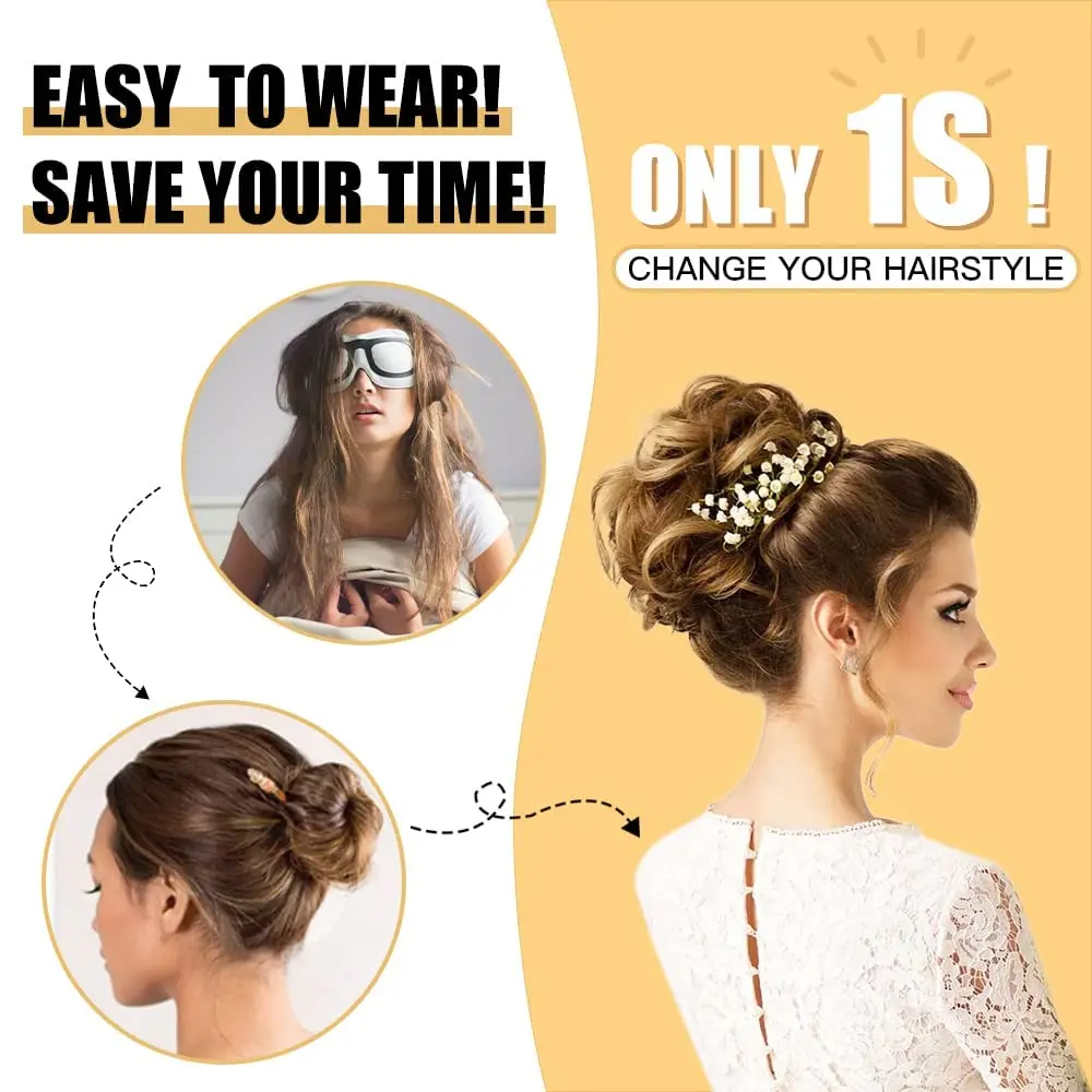 Messy Bun Hairpiece with Elastic Rubber Band