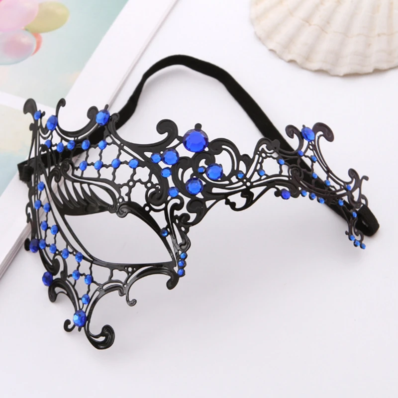 

Iron Art Metal Mask Half Face Lady Princess Mask Shiny Inlaid Electroplated Golden Makeup Dance Performance Props