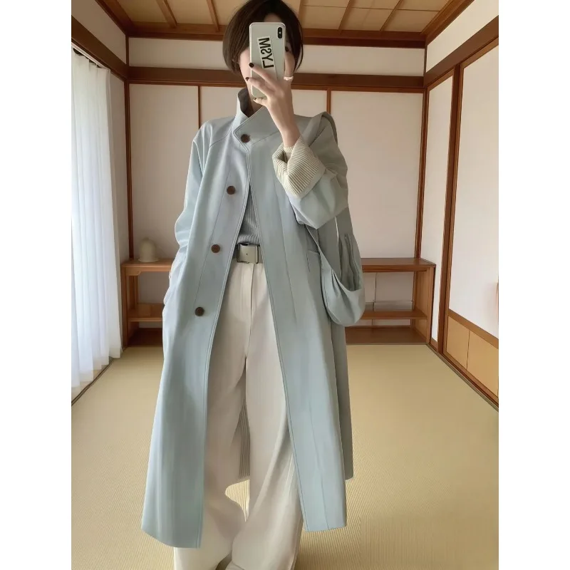[Send Satchel] Korean Version of Dongdaemun Temperament Long Commuter Versatile Trench Coat in Spring and Summer 2026 Women