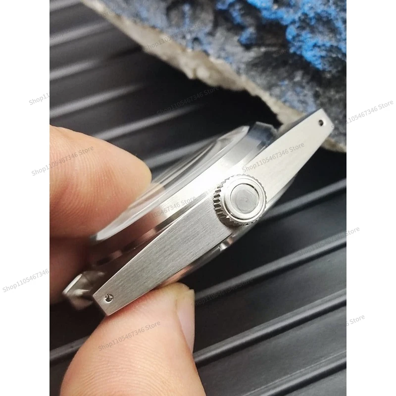 For 38MM Men's Watch Case, Suitable for NH35 Movement, Glass Brushed Stainless Steel Case Is Fashionable