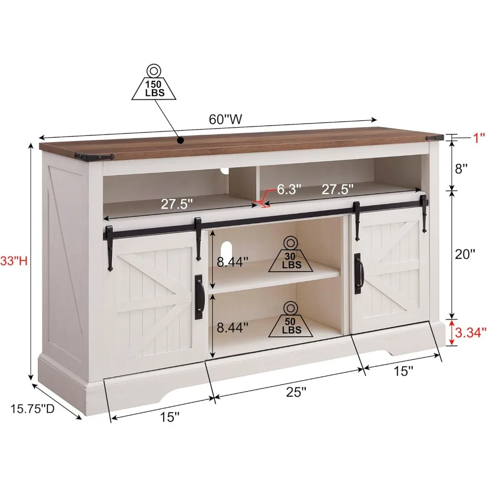 Farmhouse TV Stand for 65+ Inch TV, 33