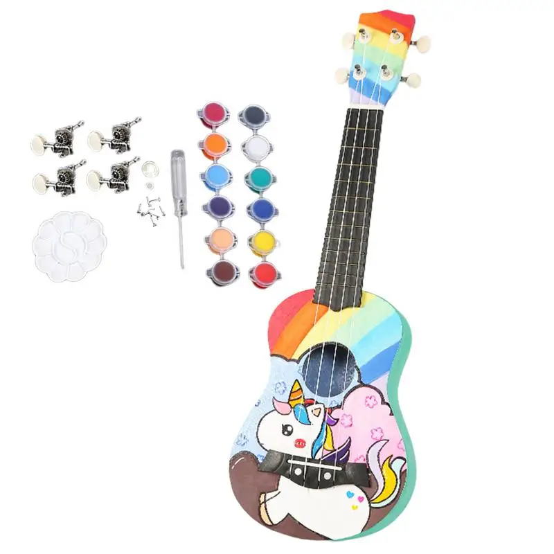 Ukulele Kit Wooden Ukulele Kit 21/23inch Hawaiian Instrument With Basswood Fingerboard Manual Handwork Kit