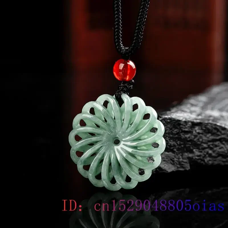 Burmese Jade Kaleidoscope Pendant Designer Jadeite Pendants Natural Jewelry Green Fashion Charm Talismans Necklace Emerald Man