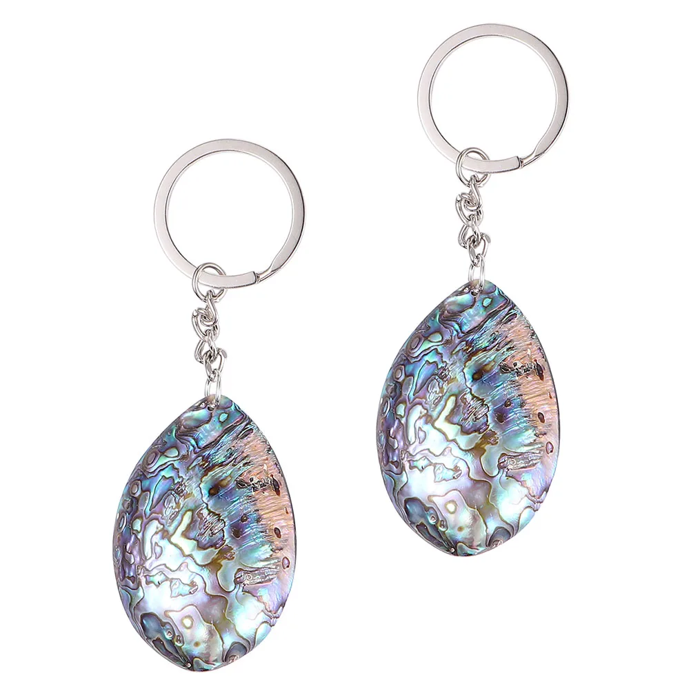 

2pcs Shell Key Pendant Abalone Seashell Decorative Lightweight Hanging Ornament Durable Metal Creative Hanging Car Keyring